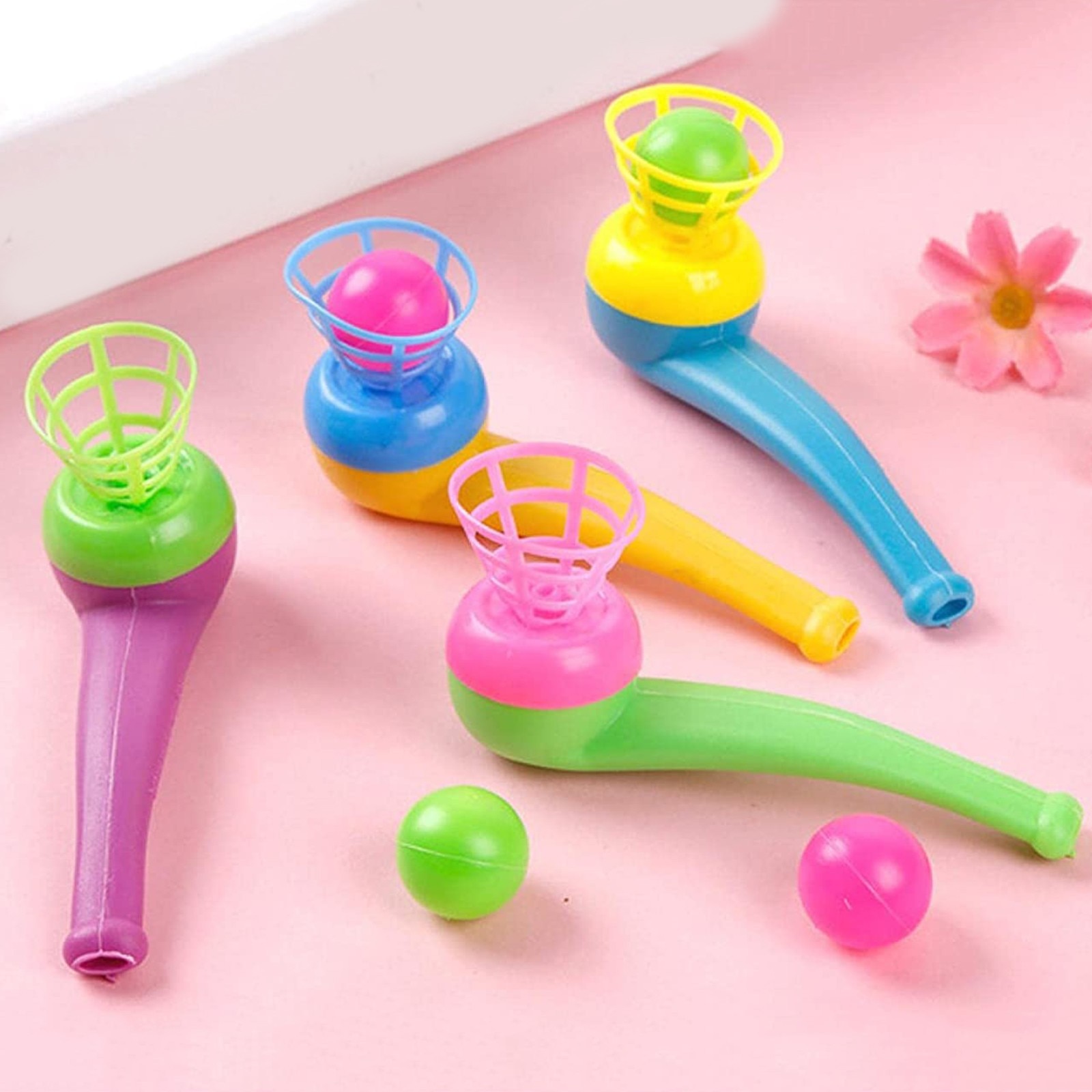 2021 Baby Toys Random Color Suspended Blow Pipe Blow Ball Rod Board Game For Children Balance Training Floating Blowing Ball Toy